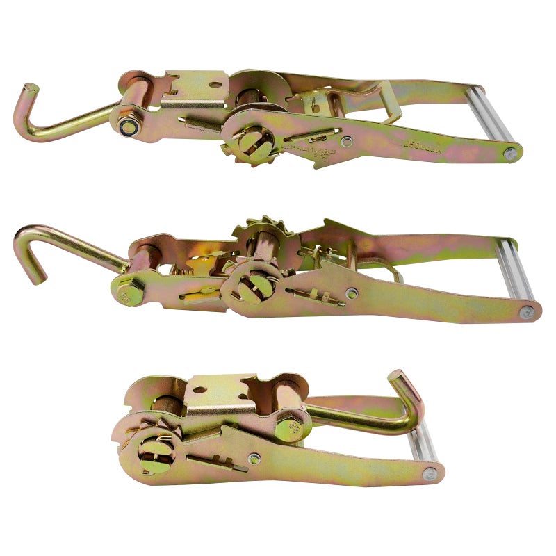 BOKE YOUNG 2-inch Ratchet Tie Down Buckle with J-Hook Tie Down Used for Car Trailer Flatbed Truck Fastening Cargo (4 Pack) - Image 4